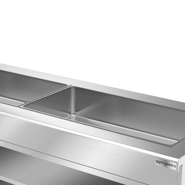 Bufetový pult KOPENHAGEN - 2310mm - s vaňou - s LED osvetlením - pre 6x GN 1/1 - nerez - Image 3