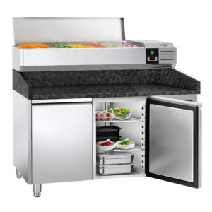 Chladiaci stôl na pizzu PREMIUM - 1500x800mm - s 1 dvierkami a 7 zásuvkami - vrátane chladiacej vitríny - 7x GN 1/4