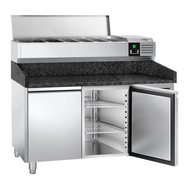 Chladiaci stôl na pizzu PREMIUM - 1500x800mm - s 2 dvierkami - vrátane chladiacej vitríny - 6x GN 1/3 - Image 7