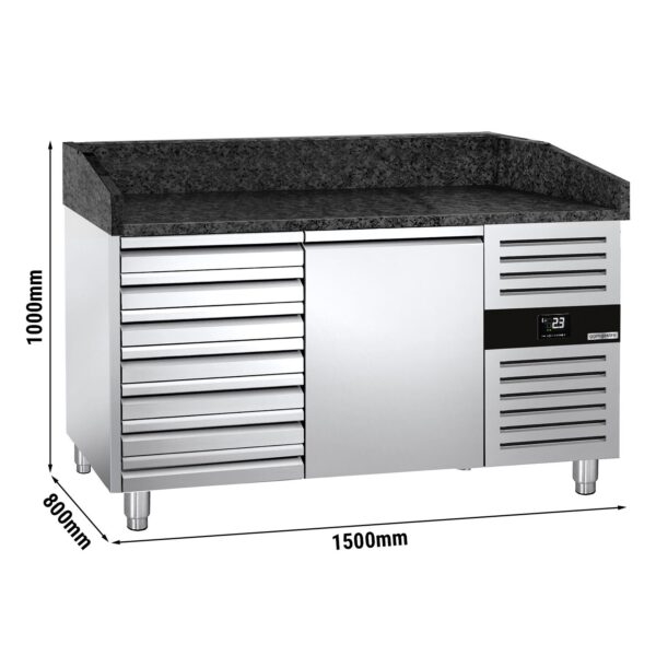 Chladiaci stôl na pizzu PREMIUM - 1500x800mm - s 1 dvierkami a 7 zásuvkami - Image 7