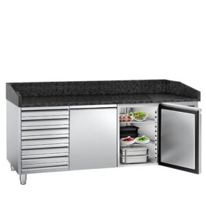 Chladiaci stôl na pizzu PREMIUM - 2000x800mm - s 2 dvierkami a 7 zásuvkami