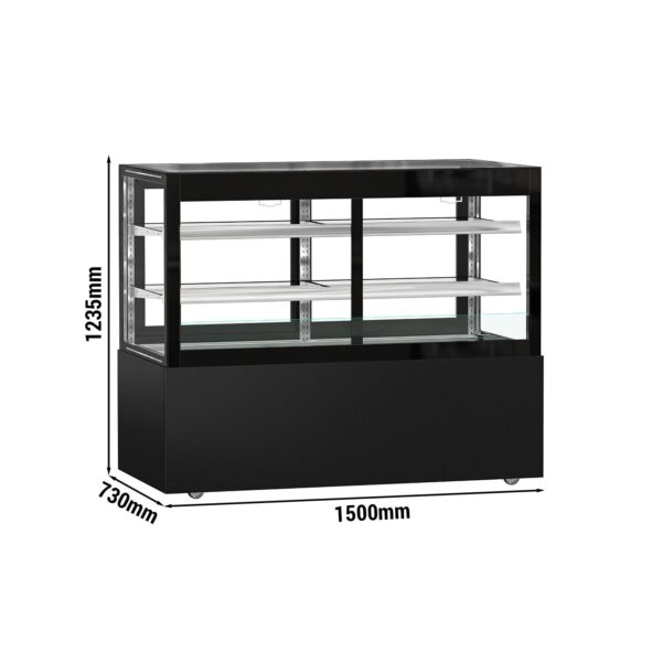 Predajná vitrína - MADRID Samoobsluha - 1500mm - dvojsklo - s 2 policami - čierna matná