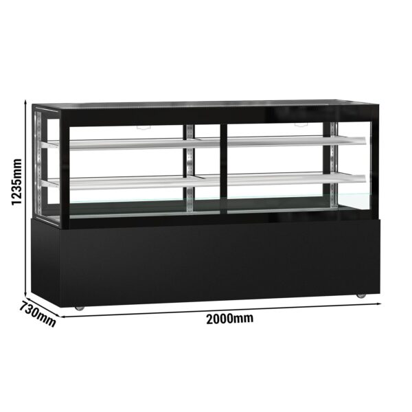 Predajná vitrína - MADRID Samoobsluha - 2000mm - dvojsklo - s 2 policami - čierna matná