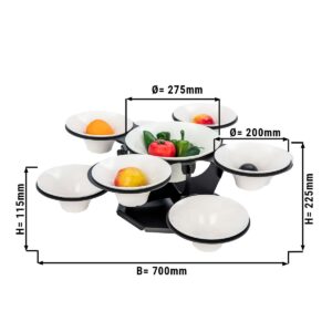 Etažér/ bufetový stojan - otočný - čierny - vrátane 9 melamínových misiek - okrúhle