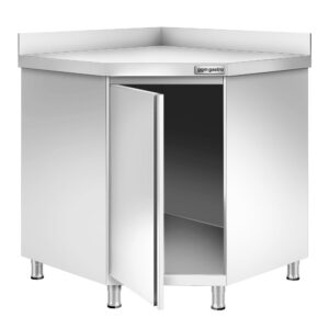 Rohový pracovný stôl so skrinkou a lemom 700