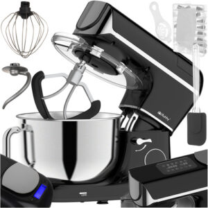 Kuchynský robot 5,5 l, 2000 W, s funkciou ohrevu a stupnicou, čierny