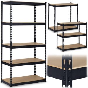 Kovový úložný regál 180 x 90 x 40 cm Humberg HR-813 čierny