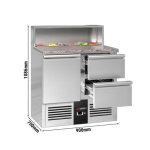 Saladety PREMIUM - 903 mm - 1 dvierka a 2 zásuvky - s nerezovou platňou pre 5x GN 1/6