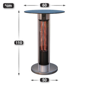 MARA | Sklenený stolový ohrievač | Ø 60 cm | 800 a 1600 W | Infračervený / Elektrický | 2 nastavenia teploty