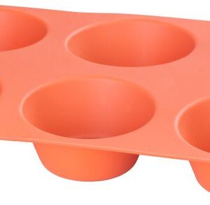 Forma MagicHome, na pečenie, na 6 muffinov, silikón, červená, 23,7x16x3 cm
