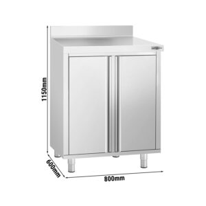 Pracovná skrinka - pre kávovar - 800x600 mm - s 2 výklopnými dverami a zvýšeným stĺpikom