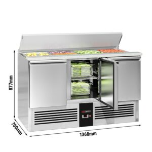 Saladety PREMIUM - 1368 mm - 3 dvierka - s prívodom pre 4x GN 1/1 a nerezovým vekom