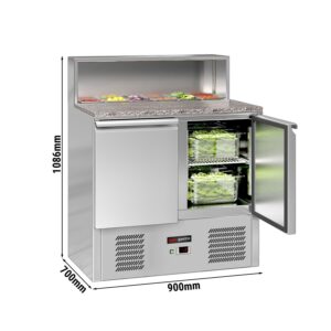 Saladety ECO - 903 mm - 2 dvierka - s nerezovou doskou pre 5x GN 1/6