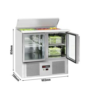 Saladety ECO - 903 mm - 2 sklenené dvierka - s vložkou pre 2x GN a 3x GN 1/6 a nerezovým vekom