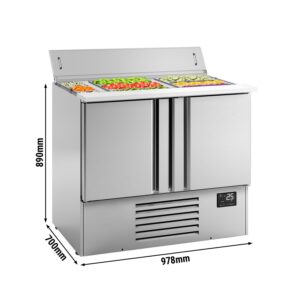 Saladety Premium PLUS - 978 mm - 2 dvierka - s vložkou pre 6x GN 1/3 a 3x GN 1/6 a nerezovým vekom