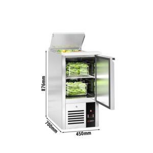 Saladety PREMIUM - 450 mm - 1 dvierka - s prívodom pre 1x GN 1/1 a nerezovým vekom