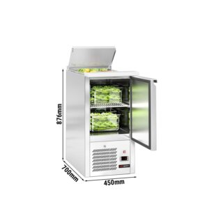 Saladety ECO - 450 mm - 1 dvierka - s prívodom pre 1x GN 1/1 a nerezovým vekom