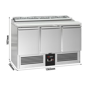 Saladety PREMIUM - 1365 mm - 3 dvierka - s vložkou pre 7x GN 1/3 a skleneným pokrievkou