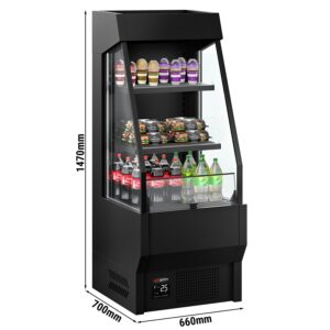 Prístenný chladiaci regál - 660 mm - 150 L - s LED osvetlením a 2 policami