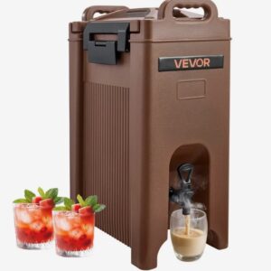 Dávkovač nápojov 19 l dávkovač teplých a studených nápojov s kohútikom a rukoväťou, termo chladič nápojov vhodný na čaj, kávu a vodu v kaviarňach a reštauráciách, hnedý