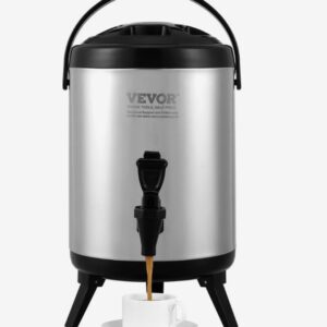 Dávkovač nápojov 6 l, nerezová fontána na teplú a studenú vodu. Veľký dávkovač nápojov s výlevkou na kávu, studené mlieko, vodu, džús atď. Izolovaná kanvica pre 1-2 osoby