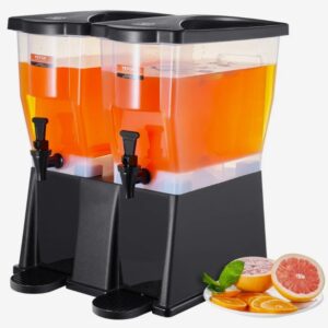 Dávkovač nápojov, 11 l x 2 Dávkovač nápojov na párty, plastový dávkovač džúsu so stojacim vekom z kohútika, dávkovač ľadového čaju, limonády a džúsu, dávkovač vody, pre reštaurácie, hotely, párty