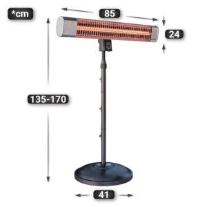ROBERTO | Voľne stojaci ohrievač | Nerezová oceľ | 2400 W | 3 nastavenia teploty