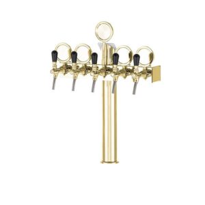 Výčapný stojan T-5 zlatý s plaketami