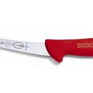Vykosťovací nôž so zahnutou čepeľou, poloohybný, červený v dĺžke 13 cm