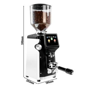 Mlynček na kávu - 1,2 kg - plochý mlecí kotúč Ø 75 mm - automatická detekcia portafiltra - biely