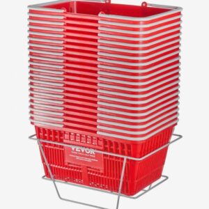 Nákupný košík balenie 20 kusov, 21l odolný plastový nákupný košík s rukoväťou , 16,5 x 11,8 x 8,27 palca, prenosný košík na potraviny