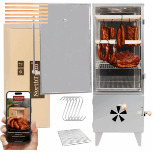 Záhradná udiareň, nehrdzavejúca oceľ, s funkciou grilu 2v 1