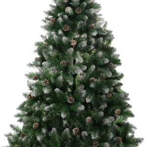 Stromček MagicHome Vianoce Albero, jedľa, zasnežené konce, so šiškami, 150 cm