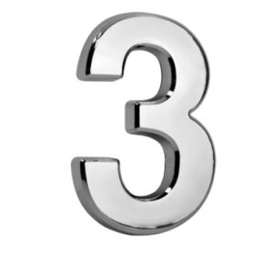 Číslo MagicHome "3" domové, s lepiacou páskou, strieborné, popisné, 70x100 mm, ABS