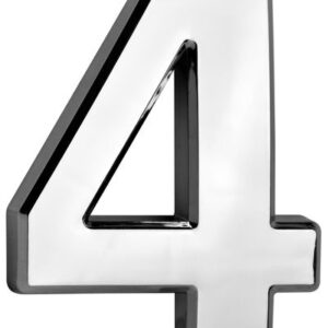 Číslo MagicHome "4" domové, s lepiacou páskou, strieborné, popisné, 70x100 mm, ABS