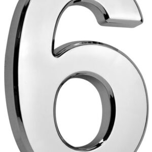Číslo MagicHome "6" domové, s lepiacou páskou, strieborné, popisné, 70x100 mm, ABS