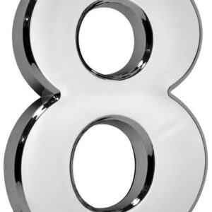 Číslo MagicHome "8" domové, s lepiacou páskou, strieborné, popisné, 70x100 mm, ABS