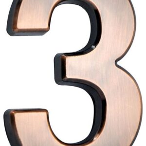 Číslo MagicHome "3" domové, s lepiacou páskou, bronzové, popisné, 70x100 mm, ABS