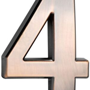 Číslo MagicHome "4" domové, s lepiacou páskou, bronzové, popisné, 70x100 mm, ABS