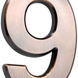 Číslo MagicHome "9" domové, s lepiacou páskou, bronzové, popisné, 70x100 mm, ABS