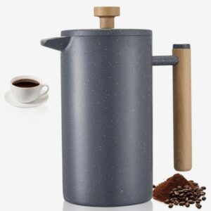 Kávovar French Press, 1 l nerezový kávovar s filtrom, veľký dvojstenný izolovaný kávovar na kempovanie, cestovanie, kuchyňu, reštauráciu, kávovar čierny