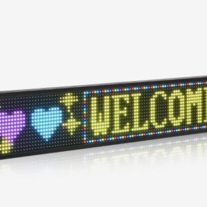 Programovateľný LED displej P10, plne farebný flexibilný digitálny posúvací panel, DIY zobrazovacia tabuľa s vlastným textovým vzorom, GIF a ovládaním pomocou aplikácie Bluetooth (990 x 190 x 55 mm)