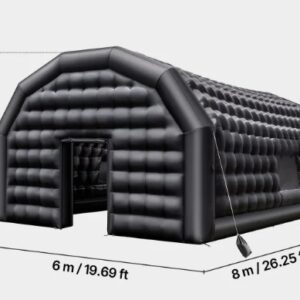 Nafukovací párty stan 8x6x4 m, kockový stan pre diskotéku, pavilónový svadobný stan s 1100W ventilátorom, vrece s pieskom, 2 okná na akcie, narodeniny, svadby, čierny