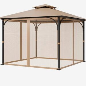 Moskytiéra  pre altánok, náhradná moskytiéra, vhodná pre altánky s rozmermi 120" x 120" x 84", sieťka proti hmyzu, 4-panelová bočná záclona na altánok, s dvojitým zipsom (iba sieťka)