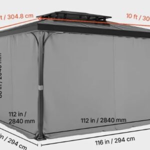 Záves na terasu , 2840x2840x2040 mm, závesy na bočný altánok so zipsami, slnečné závesy ako náhrada za kryt terasy, iba závesy, sivé