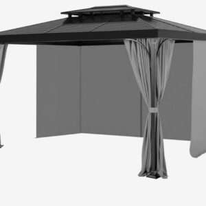 Záves na terasu, 2830x3400x2035 mm, bočné závesy na ochranu súkromia pre altánky so zipsami, slnečné závesy ako náhrada za kryt terasy, iba závesy, sivé