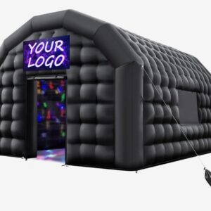 Nafukovací párty stan 6x5x3,65 m, kockový stan pre diskotéku, pavilónový svadobný stan s ventilátorom 680 W, vrece s pieskom, 2 okná na akcie, narodeniny, svadby, čierny