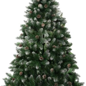 Stromček MagicHome Vianoce Albero, jedľa, zasnežené konce, so šiškami, 180 cm