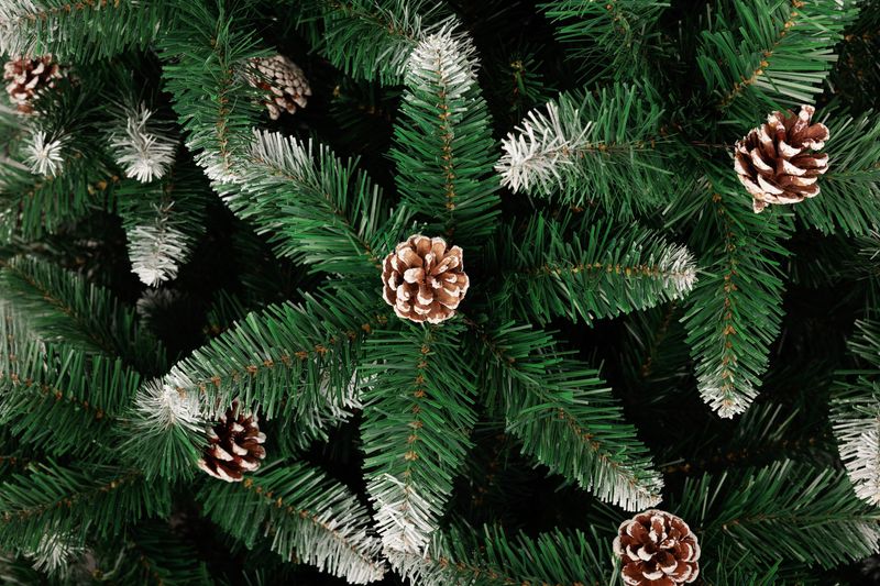 Stromček MagicHome Vianoce Albero, jedľa, zasnežené konce, so šiškami, 180 cm – Obrázok 4