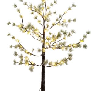 Strom MagicHome Vianoce, Borovica, 48 LED teplá biela, jednoduché svietenie, zasnežený, 120 cm